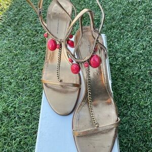 Banana Republic Bronze Dangle Sandal Heel Sz(8)